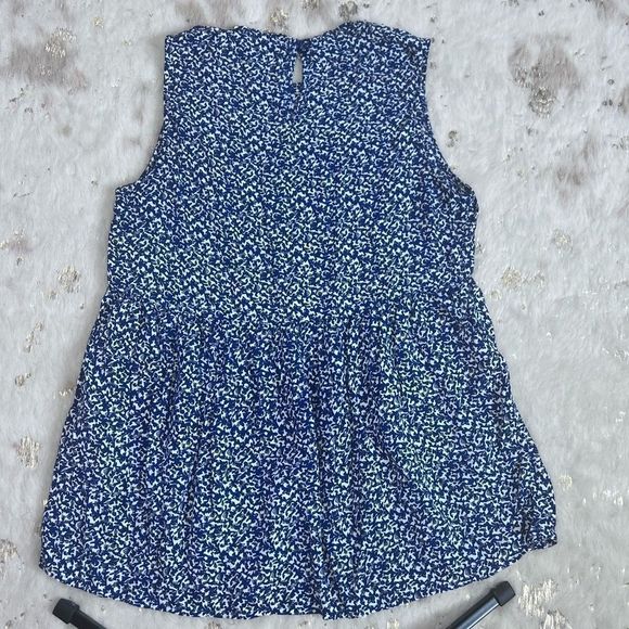 Rachel Zoe Blue Floral Peplum Darted Sleeveless Blouse with Keyhole Back👚💗 - Picture 3 of 5
